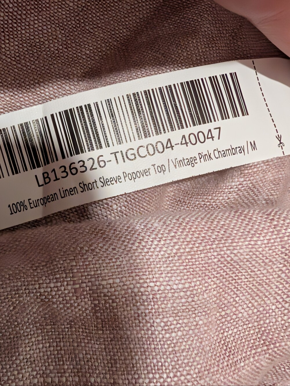 Quince | 100% European Linen Short Sleeve Popover Top In Vintage Pink Chambray - Picture 14 of 15